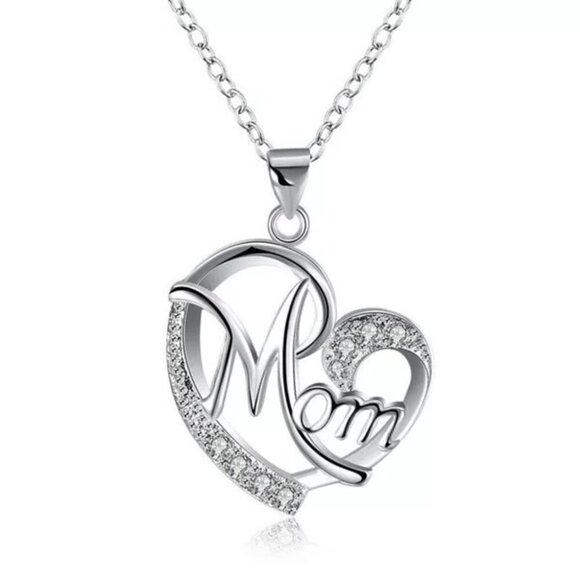 Mom Heart Shape Pendant Necklace - Picture 1 of 5